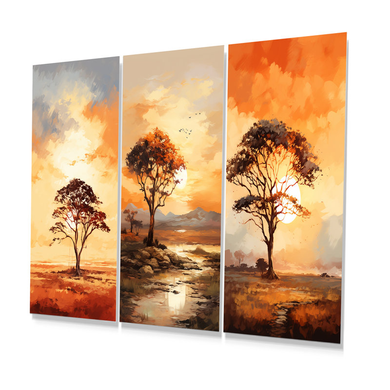 «African Tree Essence», ensemble de 3 reproductions d'art en métal, H 28 po x l 36 po