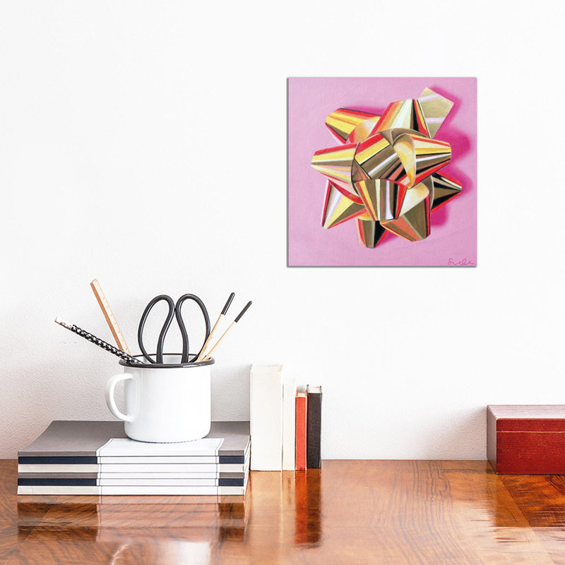 Gold Giftbow - reproduction d'art murale - toile tendue