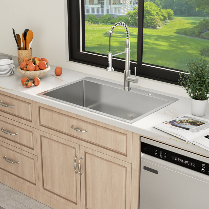 30" L x 22" W Drop-In Kitchen Sink Single Bowl 16 Guage SUS304 Topmount Stainless Steel Kitchen Sink