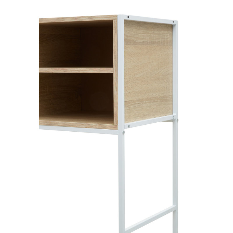 Jermany Metal Base Computer Desk, Light Brown/White