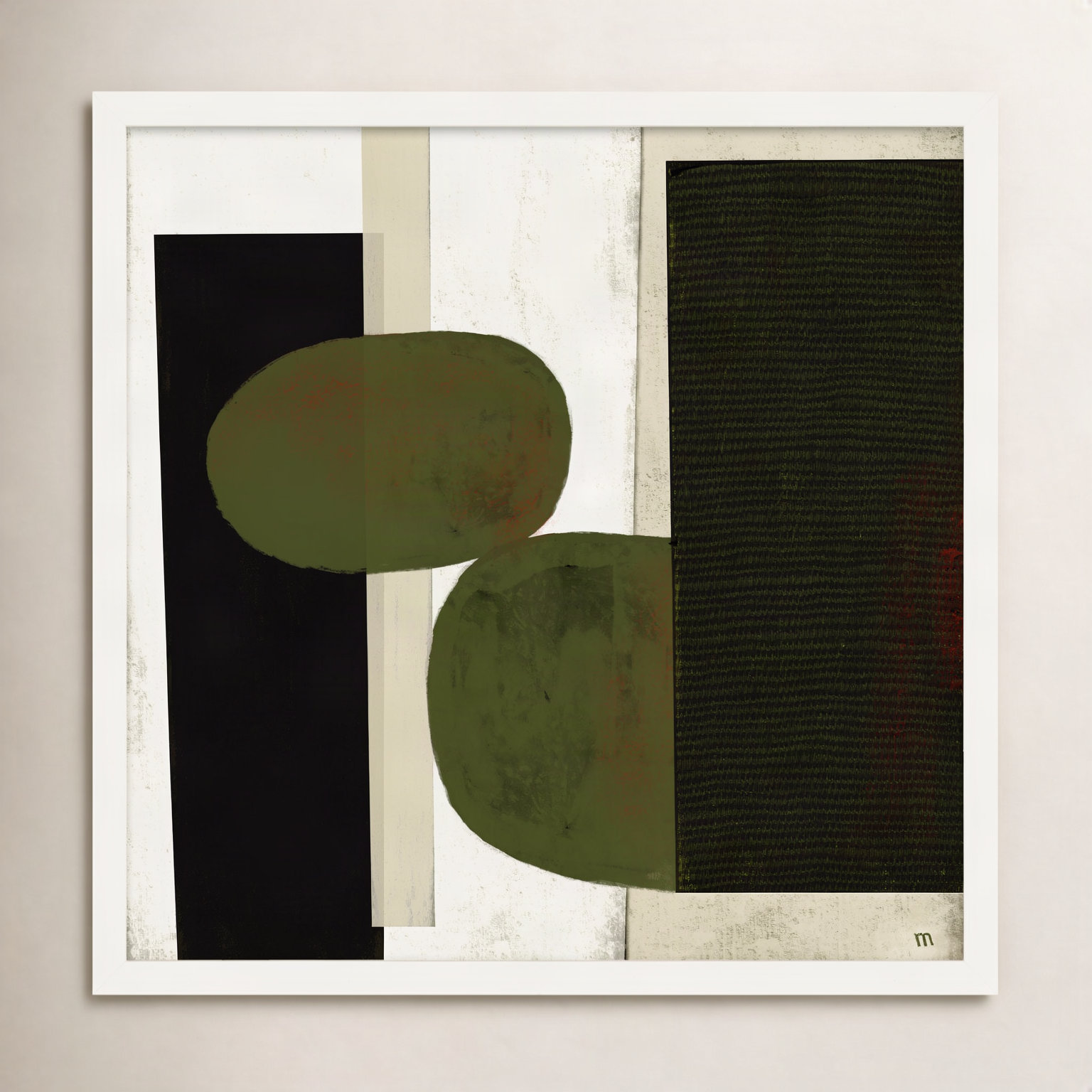 " Collage 1 " Painting, 36" H x 36" W x 1.25" D, White Framed Paper