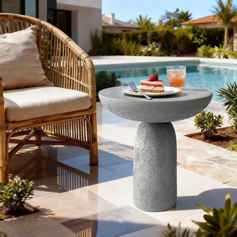 Fiberglass Mushroom-Shaped Accent Table, Gray