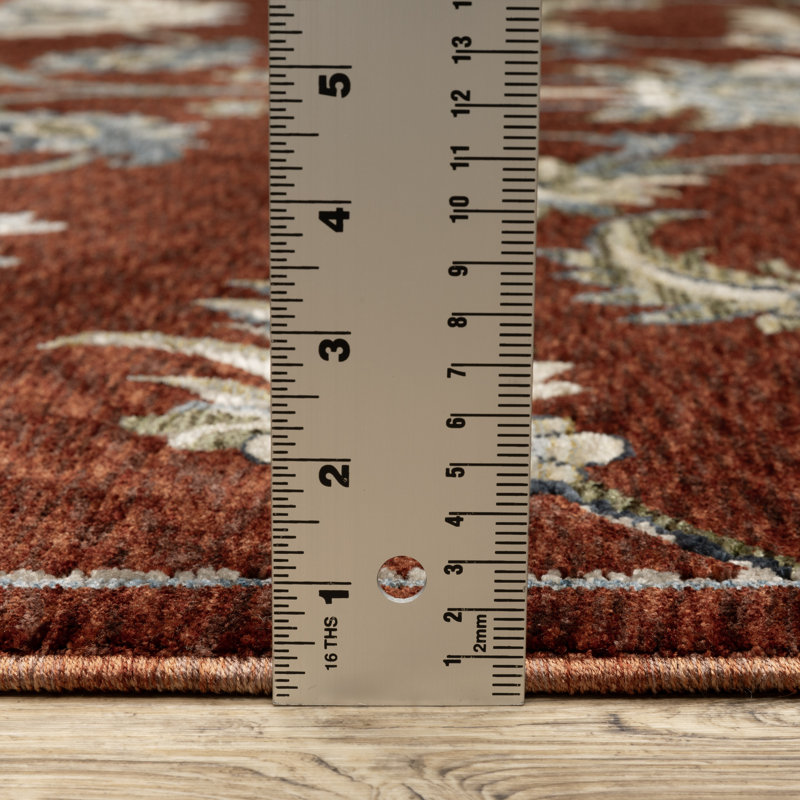 Edner Traditional Floral Red/ Multi Area Rug, Rectangle 9'10" x 12'11"