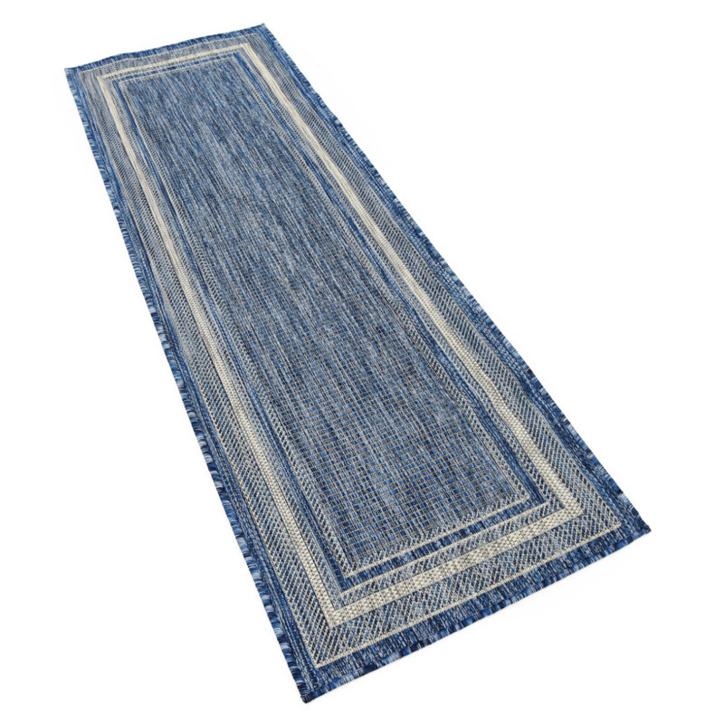Tapis intérieur / extérieur Sevinc, Tapis de couloir 2 pi x 6 pi 1 po, Blue