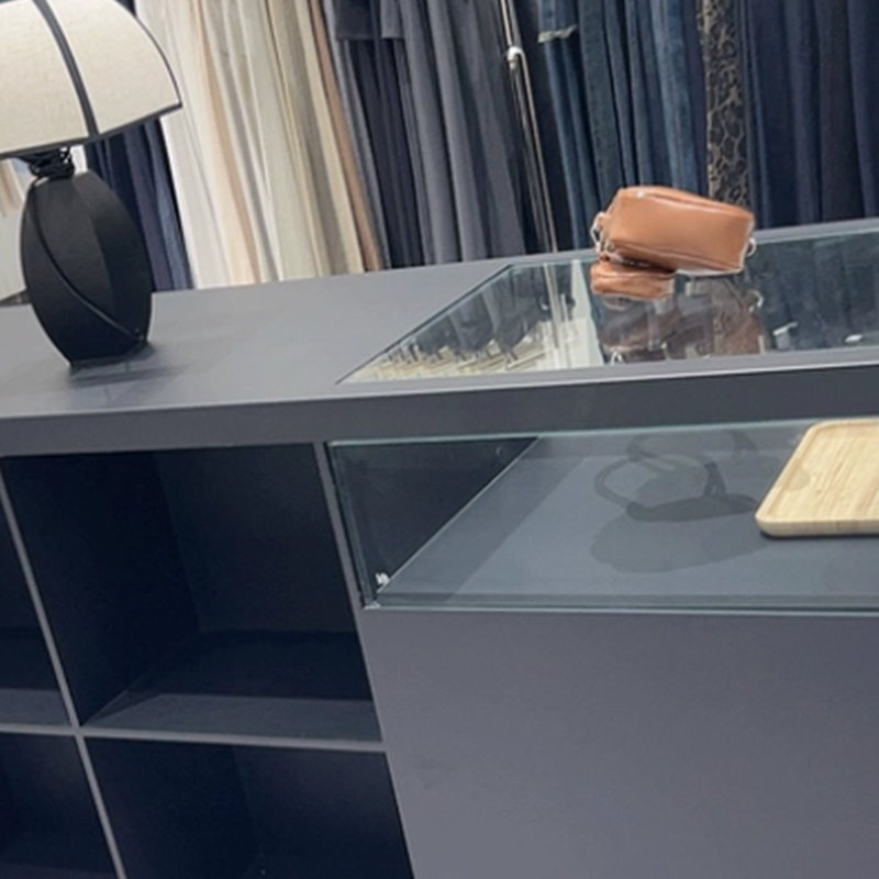 Vitrine simple pour îlot central, Gris, H 35,43 po x l 70,86 po x P 23,62 po