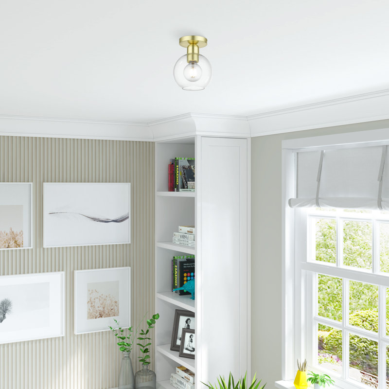 Plafonnier semi-encastré 1 lumière 6,5 po Funnell, Laiton satiné