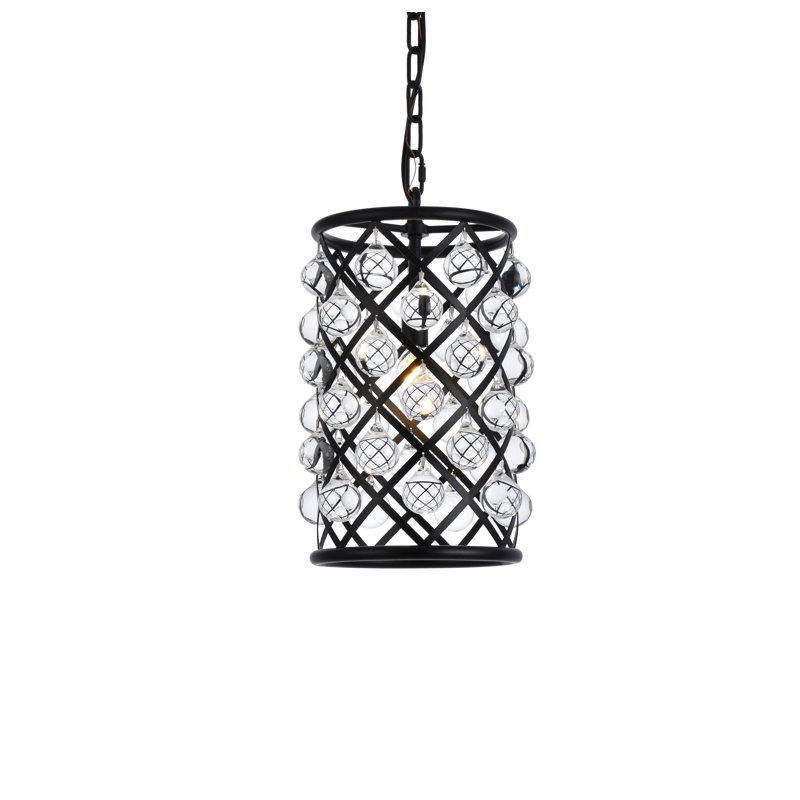 Luminaire suspendu cylindrique à 1 lumière Swinney, Noir mat