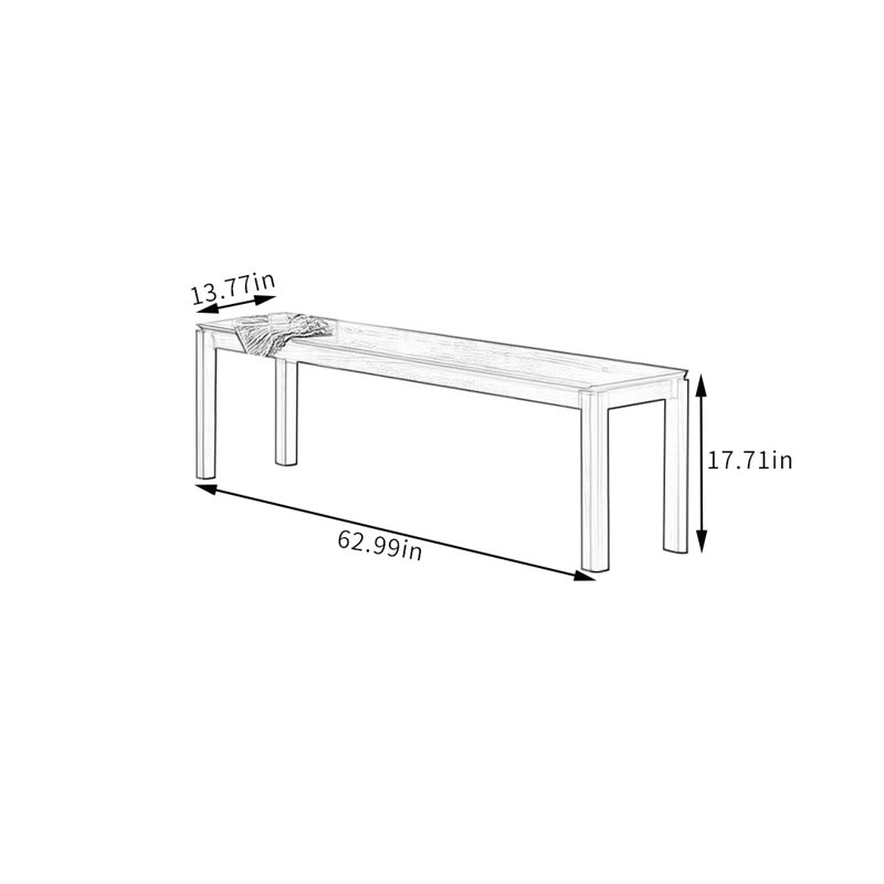 Banc en bois massif Nyree, H 17,71 po x l 62,99 po x P 13,77 po, Brun