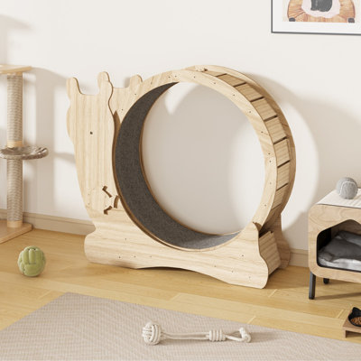 Roue d'exercice pour chat avec mécanisme de verrouillage / roue silencieuse / piste recouverte de tapis, tapis roulant pour chats d'intérieur
