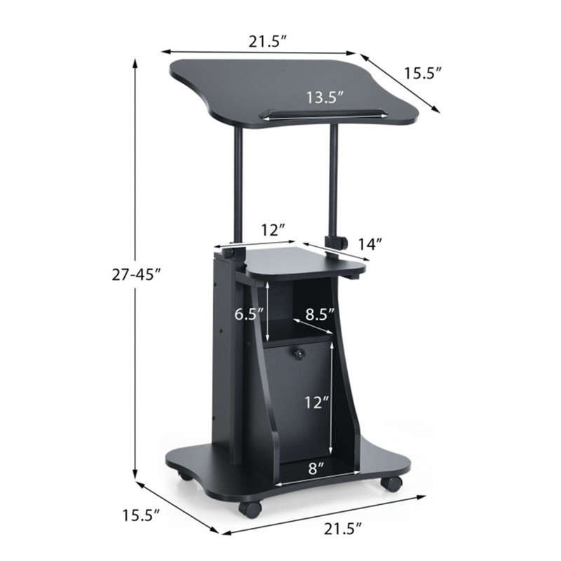 21.5'' W 1 Laptop Cart with Wheels