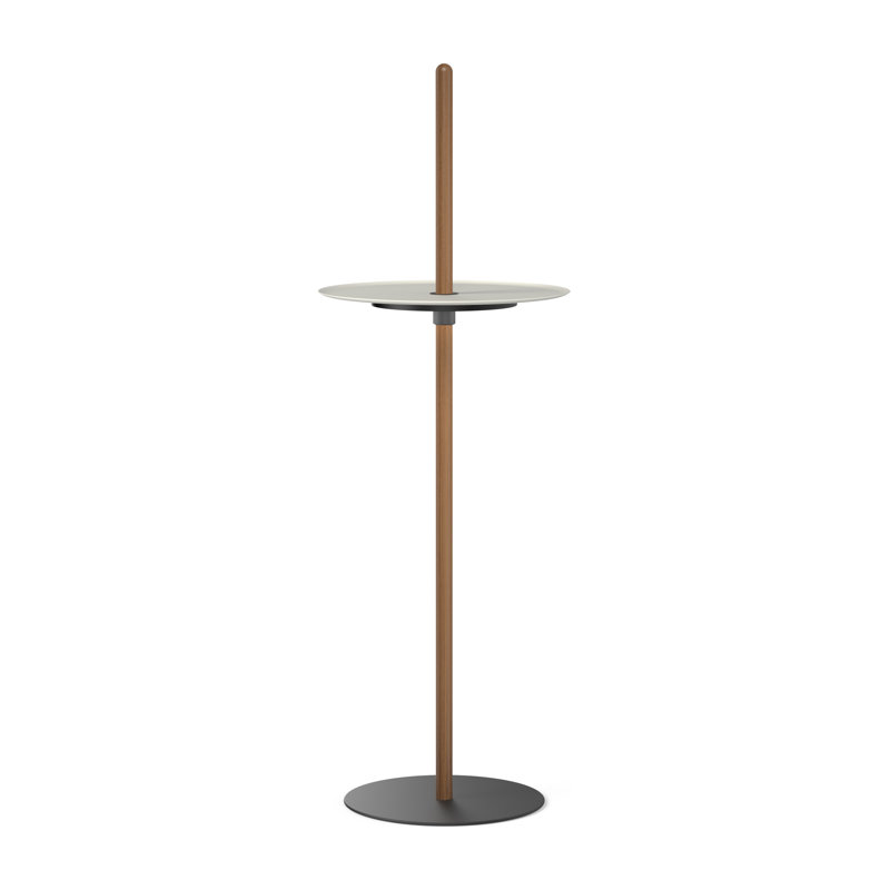 Nivél Pedestal with Tray, White, Walnut