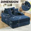 Canapé de coin confortable en velours côtelé bleu avec 2 coussins décoratifs et assise profonde, tissu doux et confortable, structure à ressorts de haute qualité, ergonomie bien pensée, montage facile