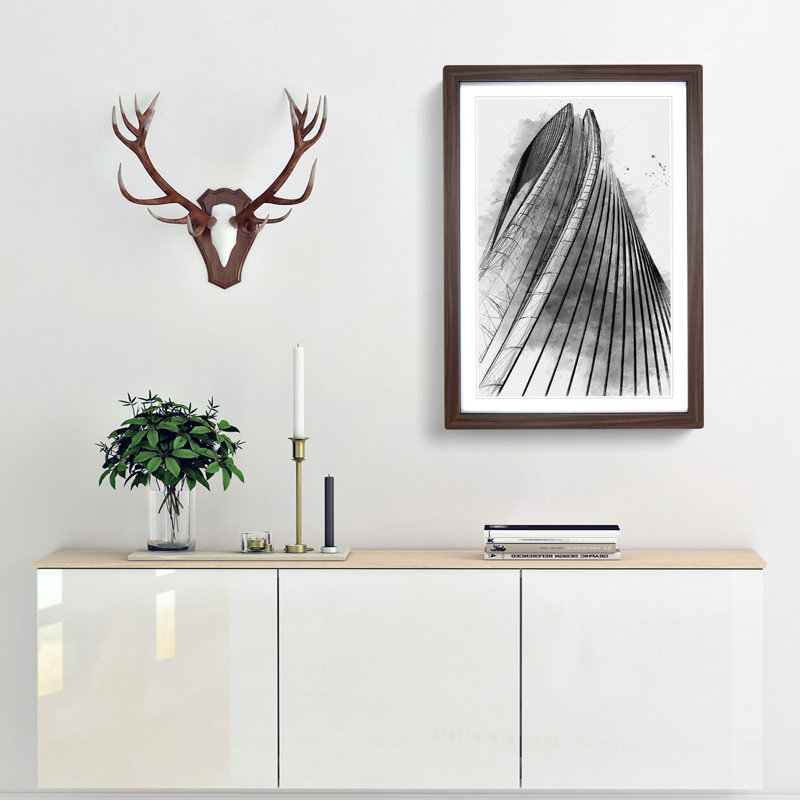 Sketching the Architecture Vol.59 - Picture Frame Drawing Print, 36cm H x 27cm W x 2cm D, Walnut Framed