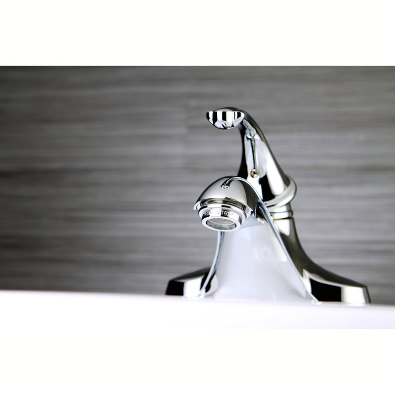 Kingston Brass Georgian Single-Handle 3-Hole Deck Mount 4" Centerset Bathroom Faucet with Plastic Pop-Up, Polished Chrome