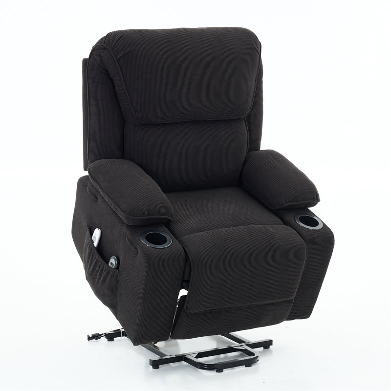Fauteuil inclinable noir à télécommande chauffant et chauffant pour massage pour personnes âgées, Noir