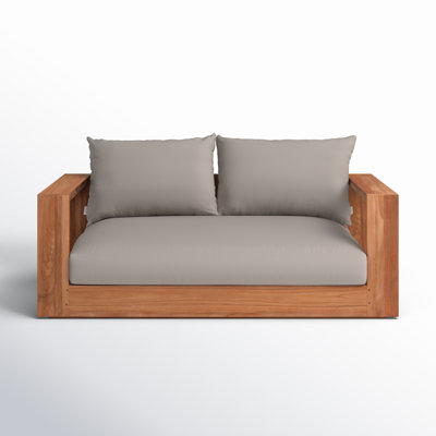Gazel 63'' Wide Teak Loveseat with Cushions
