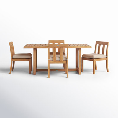 Melrose Rectangular 4 - Person 70.8" Long Teak Dining Set with Cushions