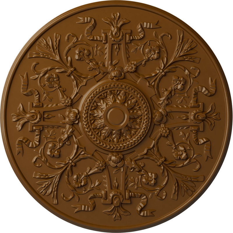 Endurathane Versailles Ceiling Medallion, 33"OD x 1 3/4"P (Fits Canopies up to 3 1/4"), Hand-Painted Smokey Topaz Finish