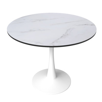 Ceballo Table Mid-century Dining Table for 4-6 people With Round Mdf Table Top, Pedestal Dining Table, End Table Leisure Coffee Table