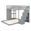 Lit plateforme avec rangement Jasten, lit superposé simple au-dessus de double avec tablettes à 3 niveaux, tiroirs et escalier de rangement-2093437765