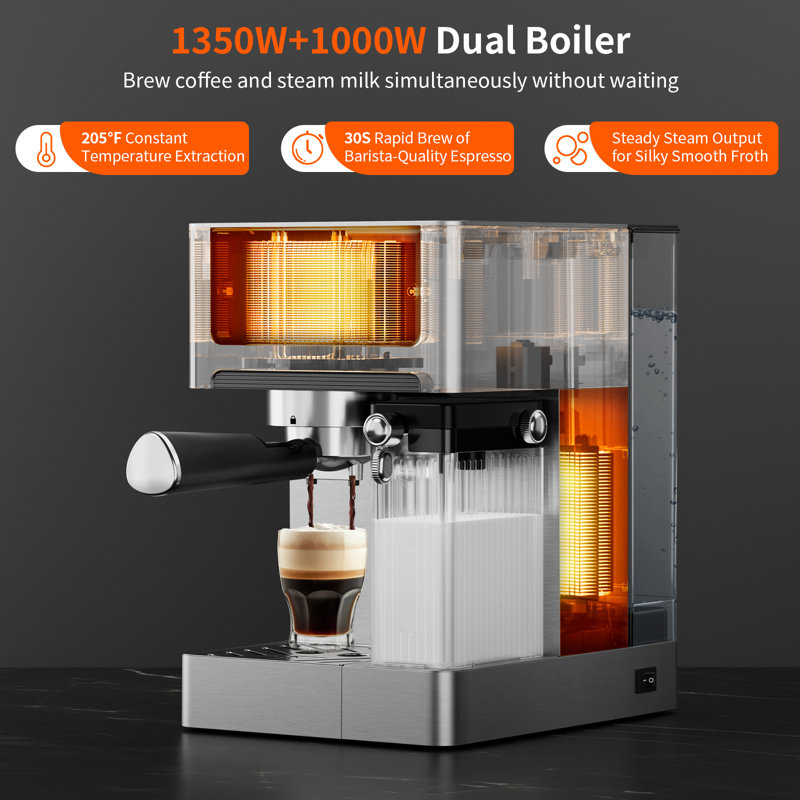 7.9'' Espresso Coffee Maker With Automatic Frothing System