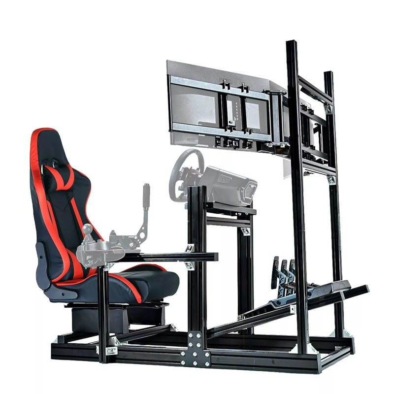 Anman F1 Racing Simulator Cockpit With Seat & Triple Monitor Stand Fit G920