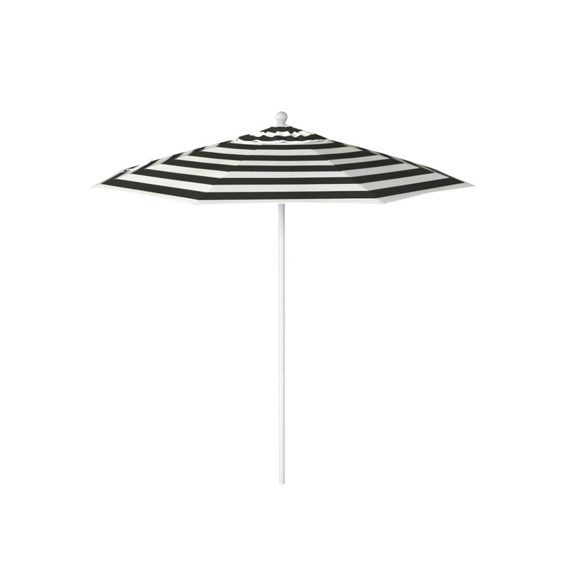Parasol de marché 90 po Sunbrella, Cabana classique à rayures noires Sunbrella®, Blanc mat