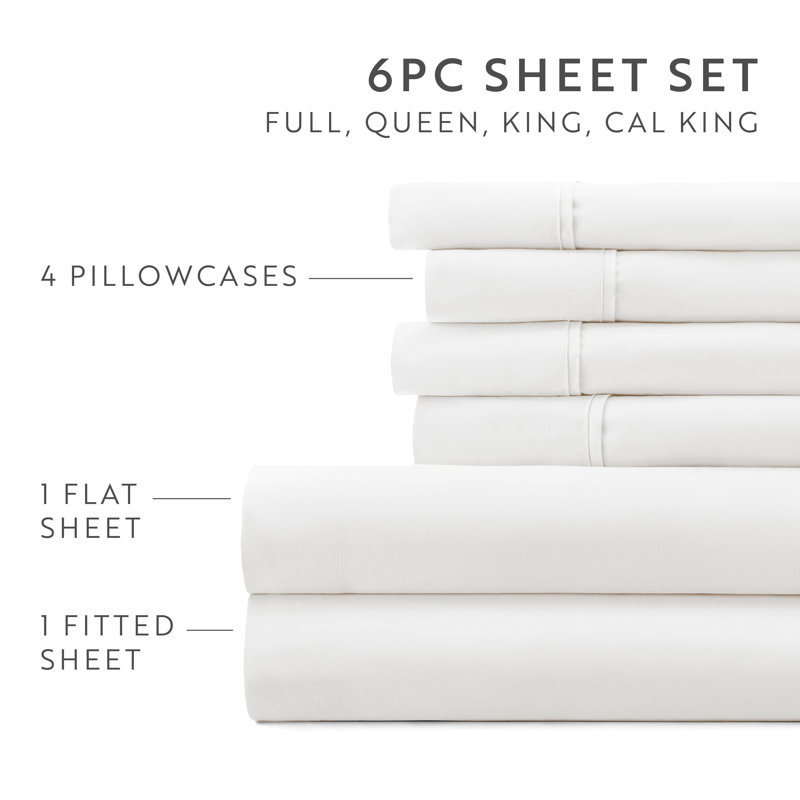 Sheet Set Solid Microfiber Ultra Soft Bedding, Twin Sheet Set with 2 Pillowcases, White