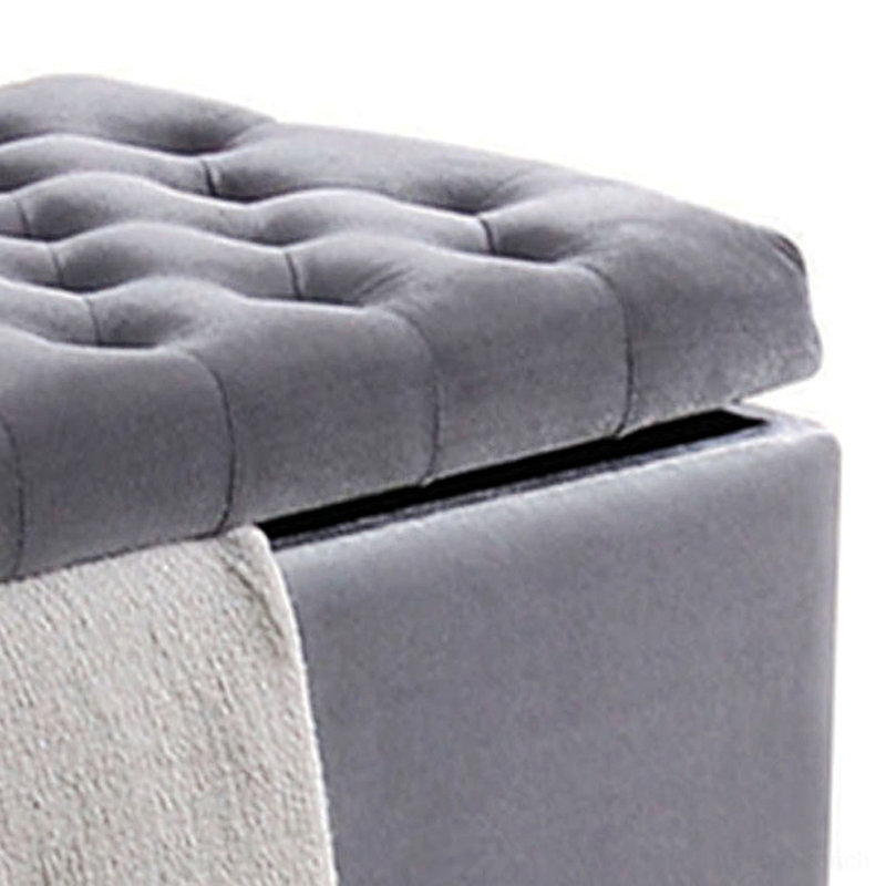 Banc de rangement rembourré en velours Lammie