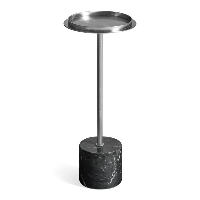 Chit Chat Marble Pedestal End Table, Putty, Cherry
