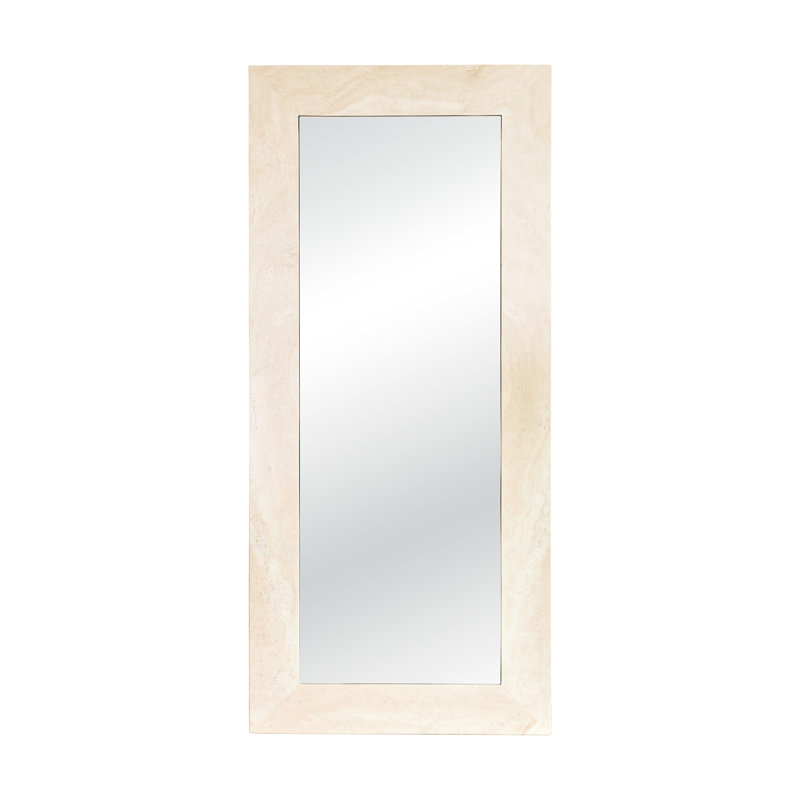 Suna 35 in. x 79 in. Natural Stone Marble Rectangular Framed Mirror