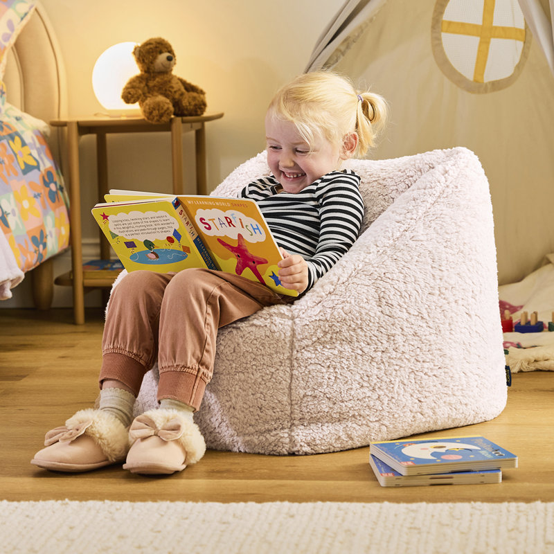 icon Kids Teddy Bear Armchair Bean Bag Grey Childrens Bean Bags Set of 2, Pink Teddy