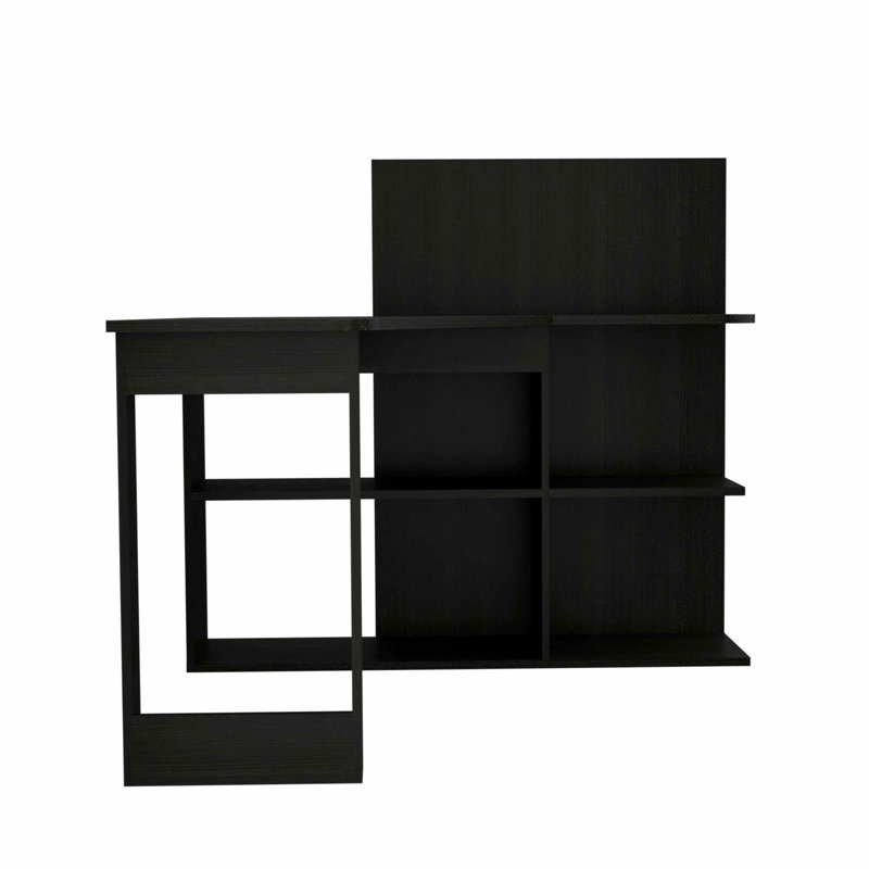 Jayleanna L-Shaped Computer Desk, Black Wengue