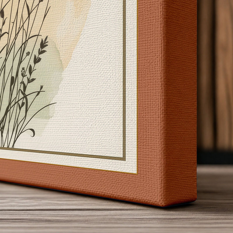 Ornamental Grass Study Botanical - Wrapped Canvas, 18x12 - 45.7 x 30.5 cm, Terracotta Border