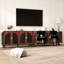 Buffet rétro arqué avec poignée demi-lune dorée, armoire de rangement en panneau de fibres à densité moyenne avec tablettes réglables et pied central en bois massif, armoire à 4 portes pour la salle à manger, le vestibule et le salon
