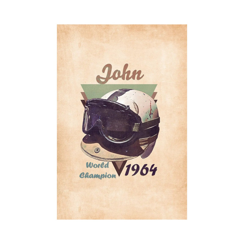 John Surtees's Helmet Retro - Wrapped Canvas Painting, 20.32 cm H x 30.48 cm W