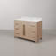 Meuble-lavabo rectangulaire simple Perris de 122 cm (48 po) avec comptoir en marbre blanc de Carrare reconstitué couleur caramel latte et quincaillerie en or antique-1865588160-1865588162