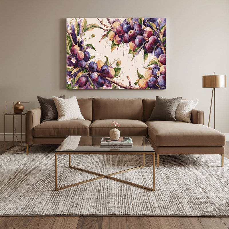 Art mural sur toile prune grise, H 16 po x l 20 po