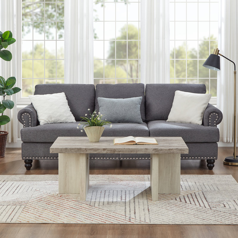 Breunig 3-Piece Coffee Table Set, Coffee Table And Two End Tables, Gray/Beige