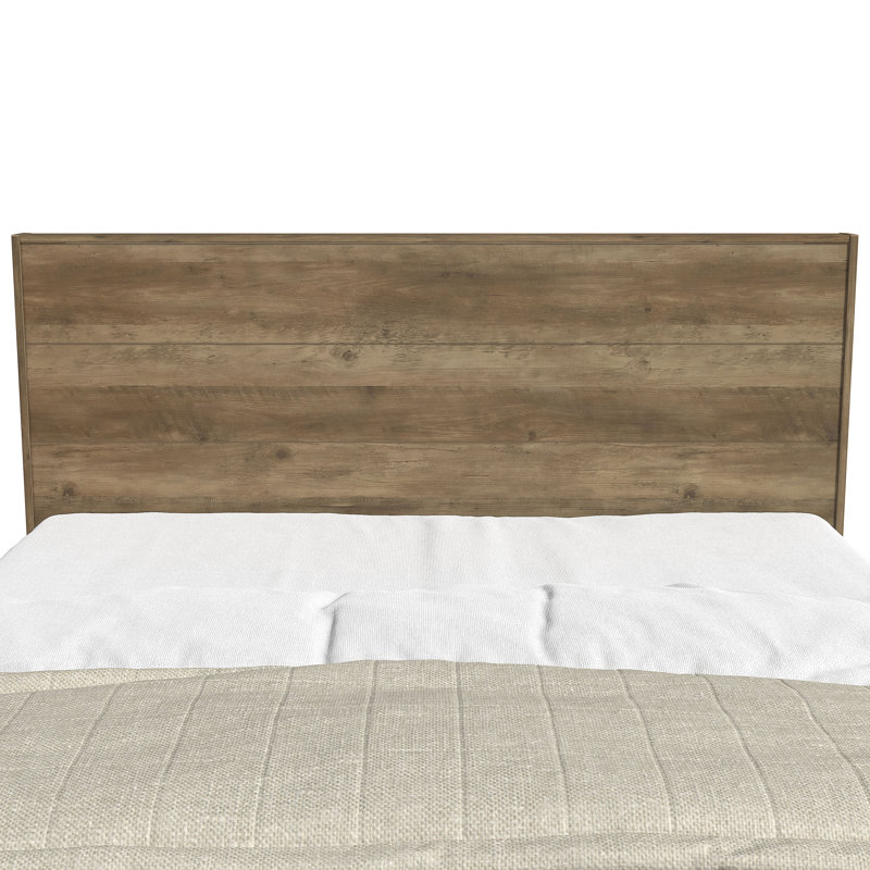 Allyannah Levison Platform Bed With Headboard, Queen, Knotty Oak