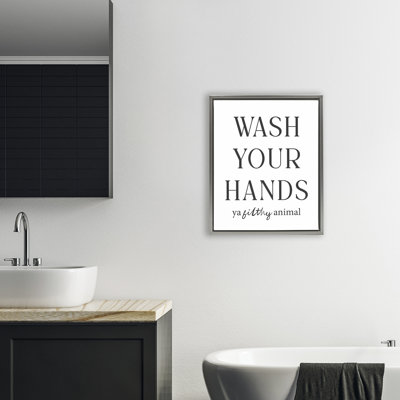 Wash Your Hands Funny Reminder Floating Frame, design by Lettered and Lined