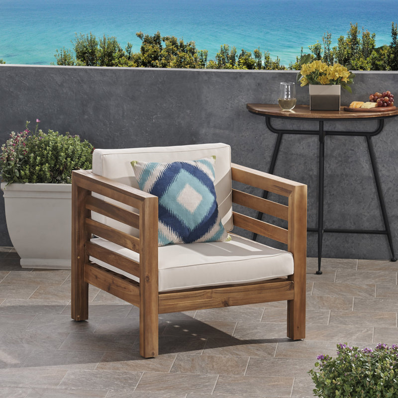 Acacia Outdoor Lounge Chair, Beige, Teak