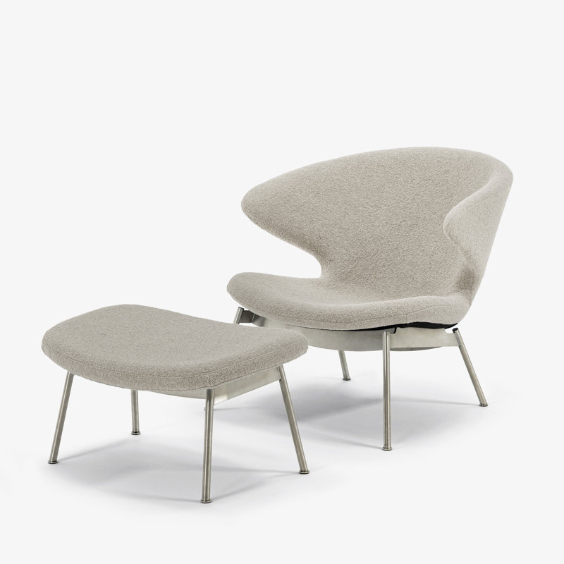Ella Lounge Chair, Chalk Boucle, Stainless Steel