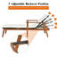 Chaise longue inclinable en acacia avec coussins et table de 28 po MOVICO