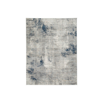 Tapis à motif vin 8 x 10 Vin, velours 8 mm, grand, gris délavé, bleu ivoire
