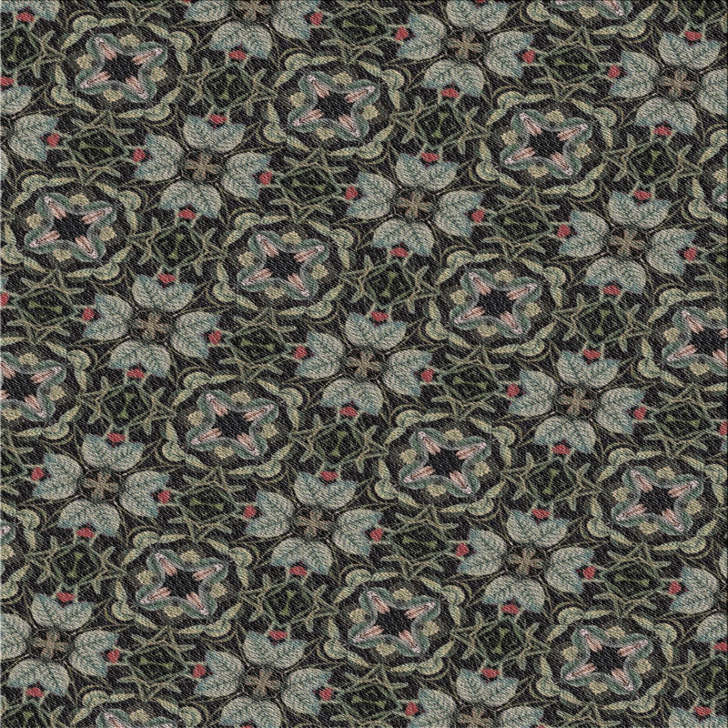 Tapis olive à motifs/jaune, Carré 5 pi