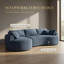 Canapé modulaire incurvé moderne en chenille grise avec coussins-392417345