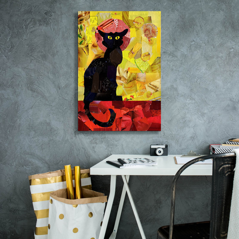 «Le Chat Noir» par Artpoptart, art mural sur toile, H 26 po x l 18 po x P 0,75 po