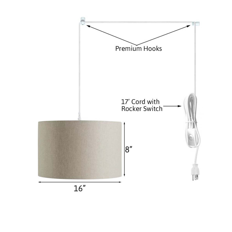 Luminaire suspendu tambour 1 lumière Hinatea, Blanc