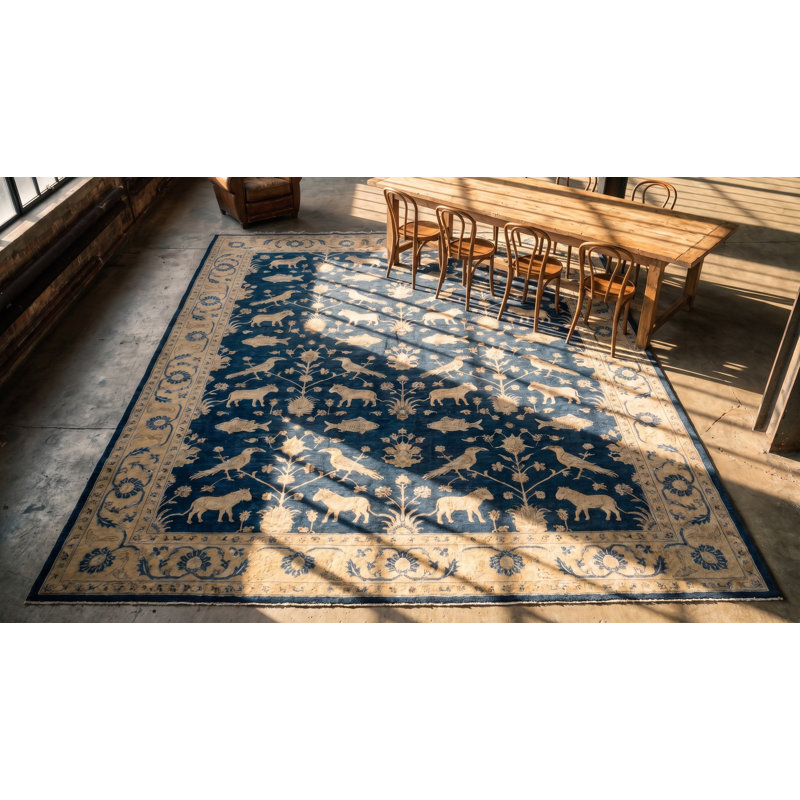 Antique Large Lahore Indian Knotted Rug